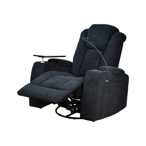 كرسي استرخاء هزاز دوار مع رف طاولة أسود كرسي استرخاء هزاز دوار مع رف طاولة أسود