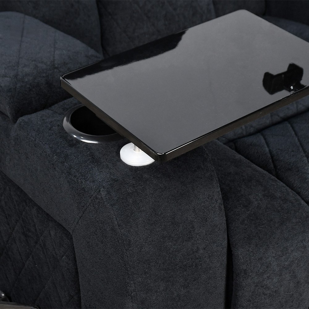 كرسي استرخاء هزاز دوار مع رف طاولة أسود كرسي استرخاء هزاز دوار مع رف طاولة أسود