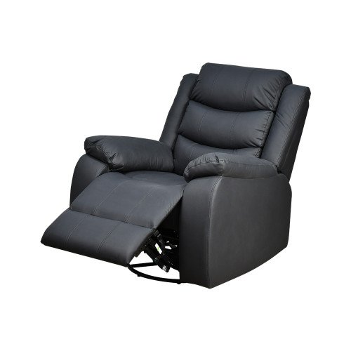 كرسي استرخاء فخم هزاز دوار بتصميم عصري جلد أسود كرسي استرخاء فخم هزاز دوار بتصميم عصري جلد أسود