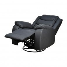 كرسي استرخاء فخم هزاز دوار بتصميم عصري جلد أسود