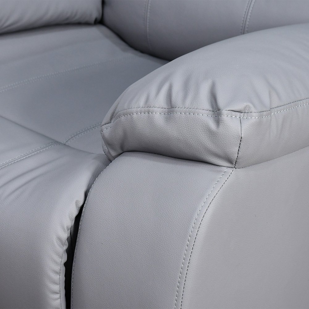 كرسي استرخاء فخم هزاز دوار بتصميم عصري جلد رمادي