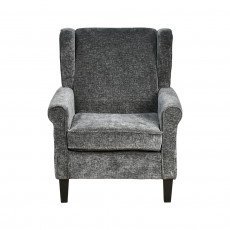 كرسي مفرد فخم قماش بهيكل خشبي مودرن رمادي غامق