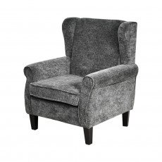 كرسي مفرد فخم قماش بهيكل خشبي مودرن رمادي غامق