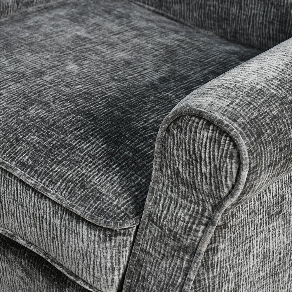 كرسي مفرد فخم قماش بهيكل خشبي مودرن رمادي غامق