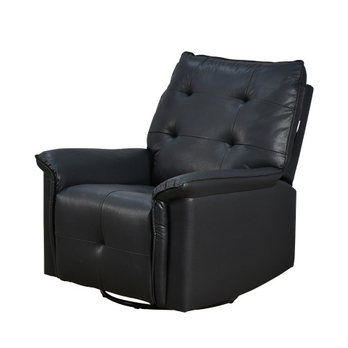 كرسي استرخاء فخم هزار دوار جلد بتصميم عصري أسود كرسي استرخاء فخم هزار دوار جلد بتصميم عصري أسود