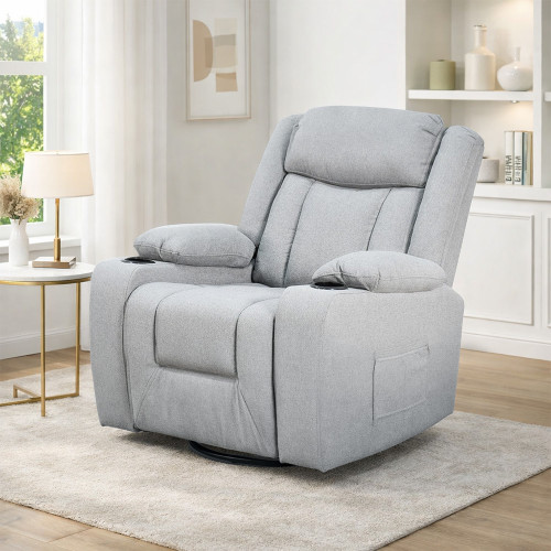 كرسي استرخاء فاخر هزاز دوار بتصميم مودرن رمادي كرسي استرخاء فاخر هزاز دوار بتصميم مودرن رمادي