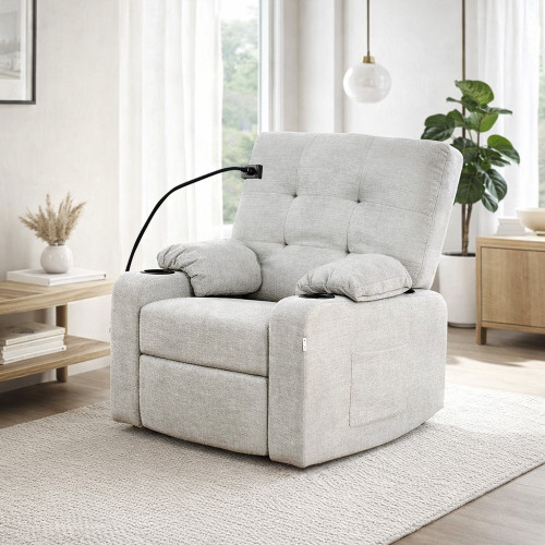 كرسي استرخاء هزار دوار بحامل جوال رمادي كرسي استرخاء هزار دوار بحامل جوال رمادي