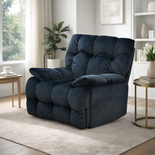 كرسي استرخاء فخم هزاز دوار بحامل جوال أسود كرسي استرخاء فخم هزاز دوار بحامل جوال أسود