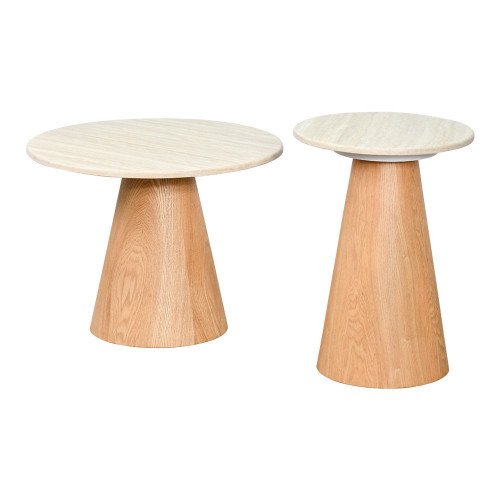  طقم طاولات خدمة رخامي ثنائي بيج 