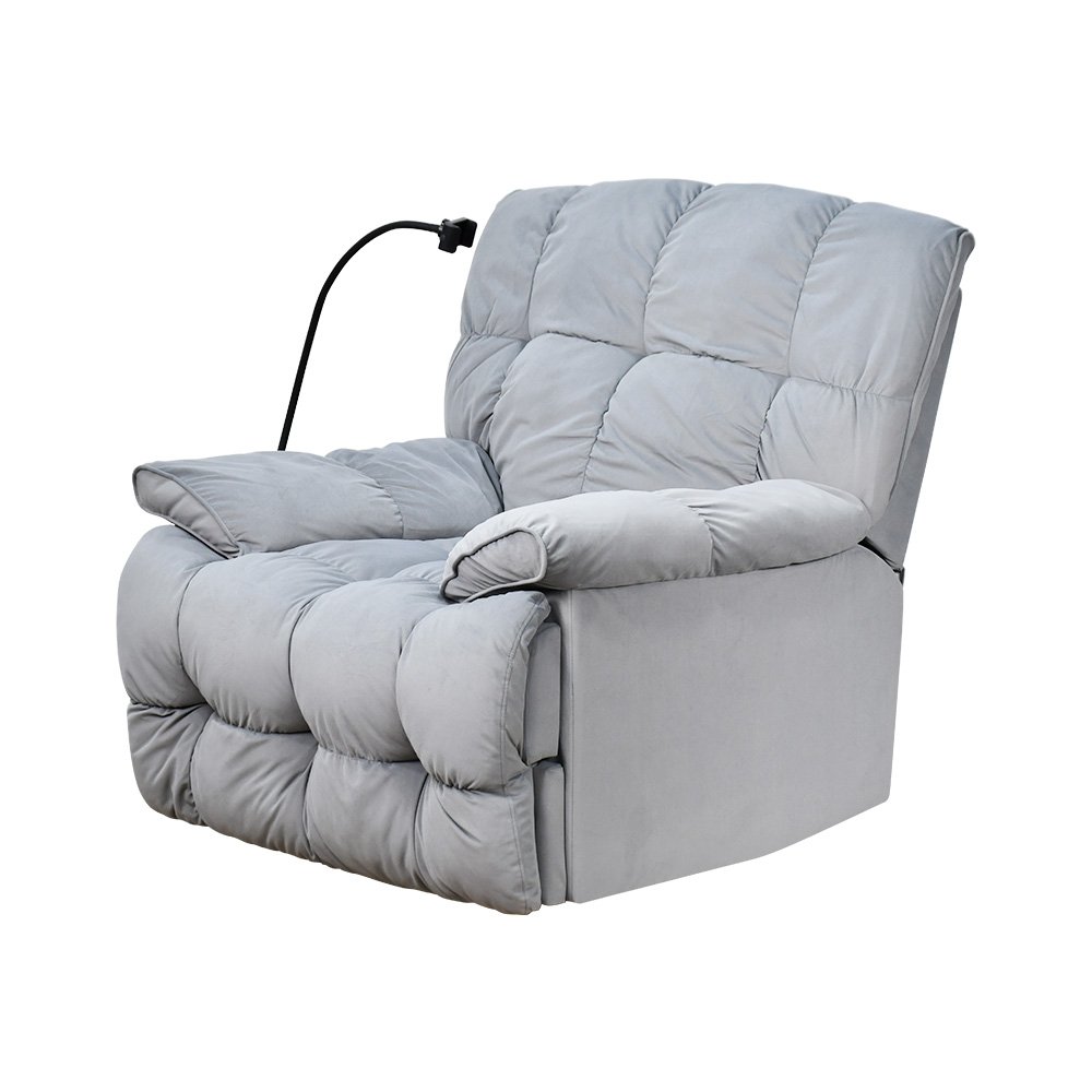 كرسي استرخاء فخم هزاز دوار بحامل جوال رمادي 