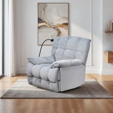 كرسي استرخاء فخم هزاز دوار بحامل جوال رمادي 