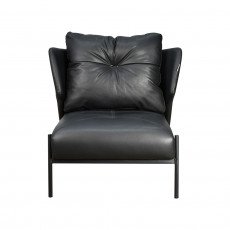 كرسي مفرد جلد بهيكل معدني تصميم عصري أسود كرسي مفرد جلد بهيكل معدني تصميم عصري أسود