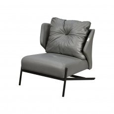 كرسي مفرد جلد بهيكل معدني تصميم عصري رمادي