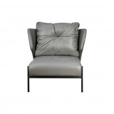 كرسي مفرد جلد بهيكل معدني تصميم عصري رمادي