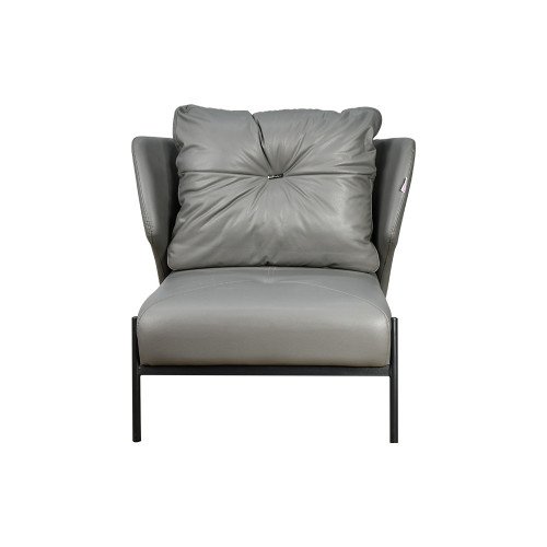 كرسي مفرد جلد بهيكل معدني تصميم عصري رمادي