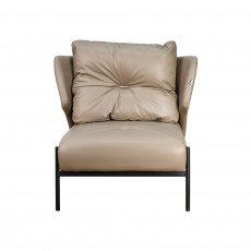 كرسي مفرد جلد بهيكل معدني تصميم عصري كافيه