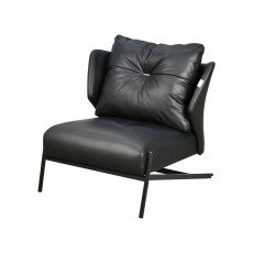 كرسي مفرد جلد بهيكل معدني تصميم عصري أسود