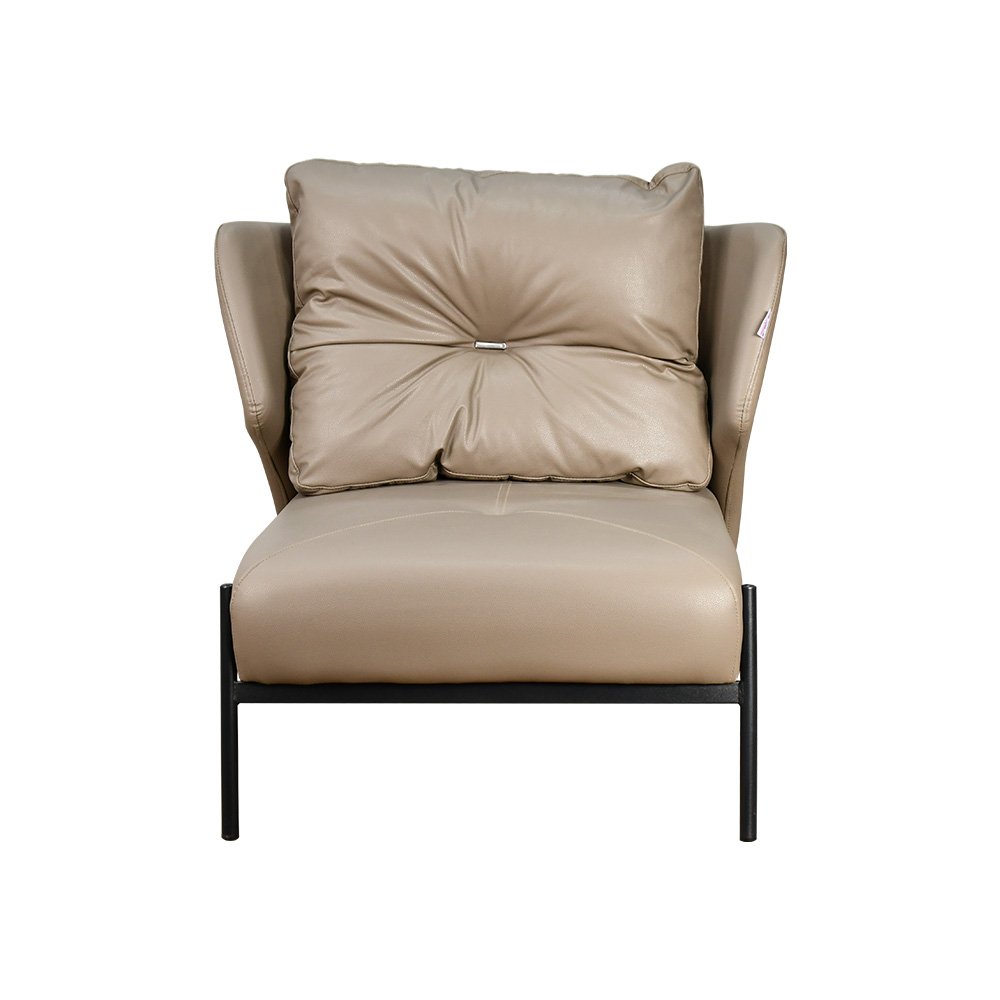 كرسي مفرد جلد بهيكل معدني تصميم عصري كافيه