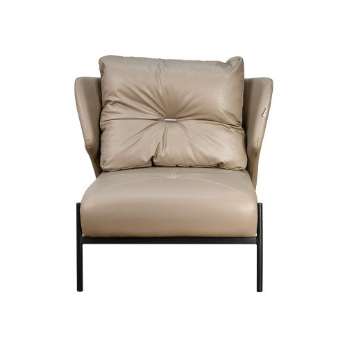 كرسي مفرد جلد بهيكل معدني تصميم عصري كافيه