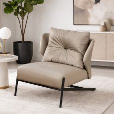 كرسي مفرد جلد بهيكل معدني تصميم عصري كافيه