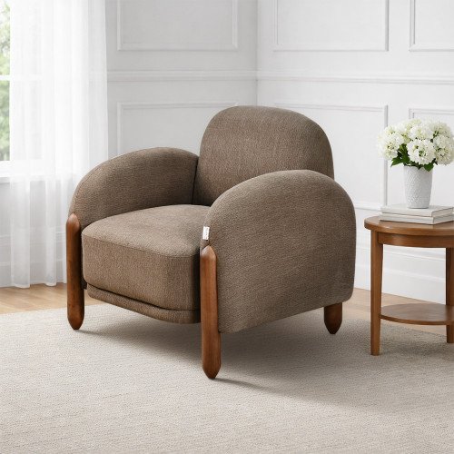 كرسي فخم مودرن بهيكل خشبي بني كرسي فخم مودرن بهيكل خشبي بني