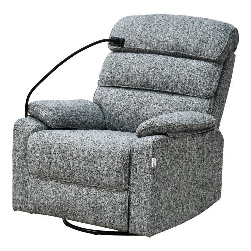 كرسي استرخاء فاخر هزار دوار بحامل جوال رمادي غامق