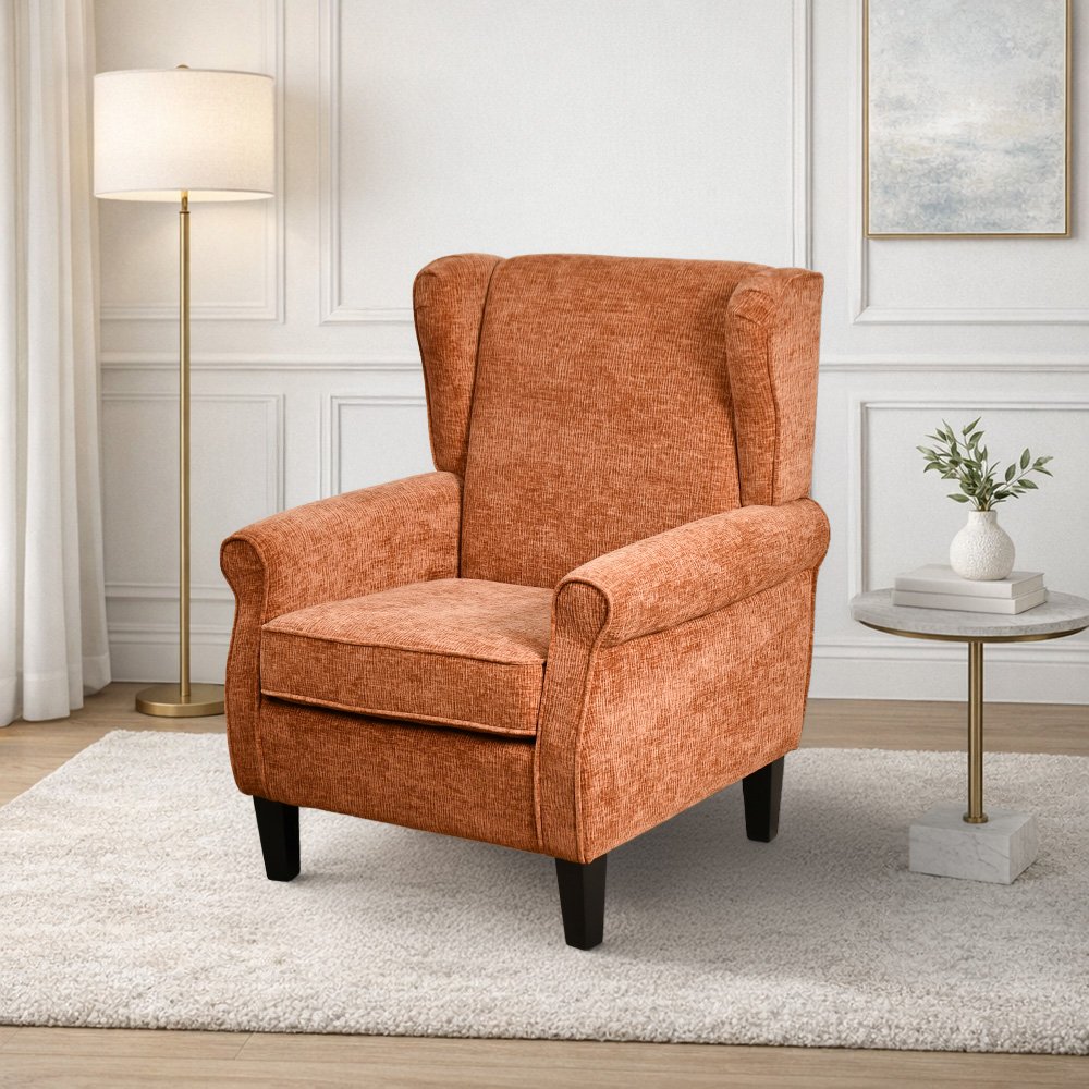 كرسي مفرد فخم قماش بهيكل خشبي مودرن هافان