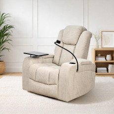 كرسي استرخاء هزاز دوار مع رف طاولة بيج