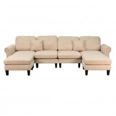 كنبة زاوية مودرن قماش تصميم عصري بيج