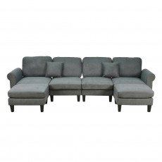 كنبة زاوية مودرن قماش تصميم عصري رمادي