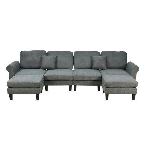 كنبة زاوية مودرن قماش تصميم عصري رمادي