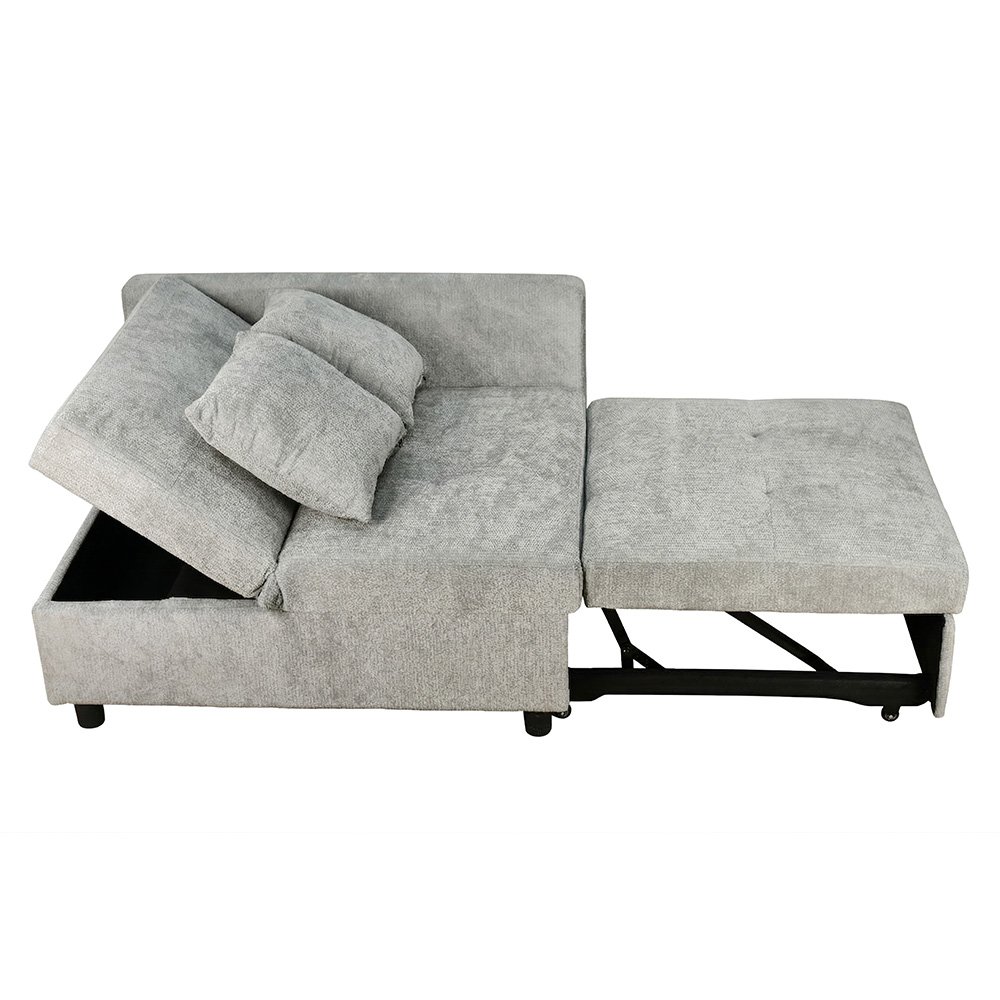 كنبة فاخرة قابلة للتعديل الي سرير مودرن مع تخزين رمادي