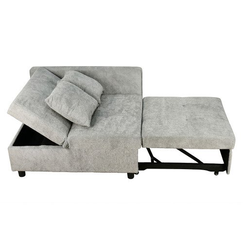 كنبة فاخرة قابلة للتعديل الي سرير مودرن مع تخزين رمادي