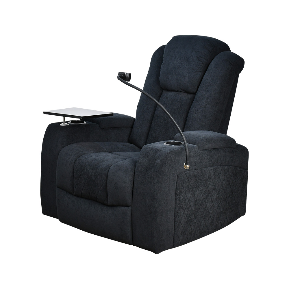 كرسي استرخاء هزاز دوار مع رف طاولة أسود 