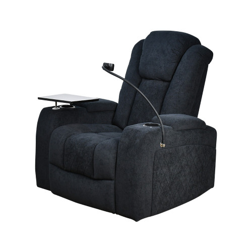 كرسي استرخاء هزاز دوار مع رف طاولة أسود كرسي استرخاء هزاز دوار مع رف طاولة أسود