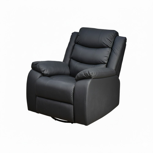 كرسي استرخاء فخم هزاز دوار بتصميم عصري جلد أسود كرسي استرخاء فخم هزاز دوار بتصميم عصري جلد أسود
