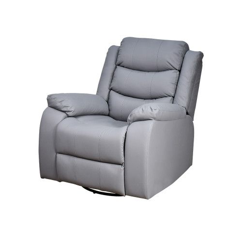 كرسي استرخاء فخم هزاز دوار بتصميم عصري جلد رمادي كرسي استرخاء فخم هزاز دوار بتصميم عصري جلد رمادي