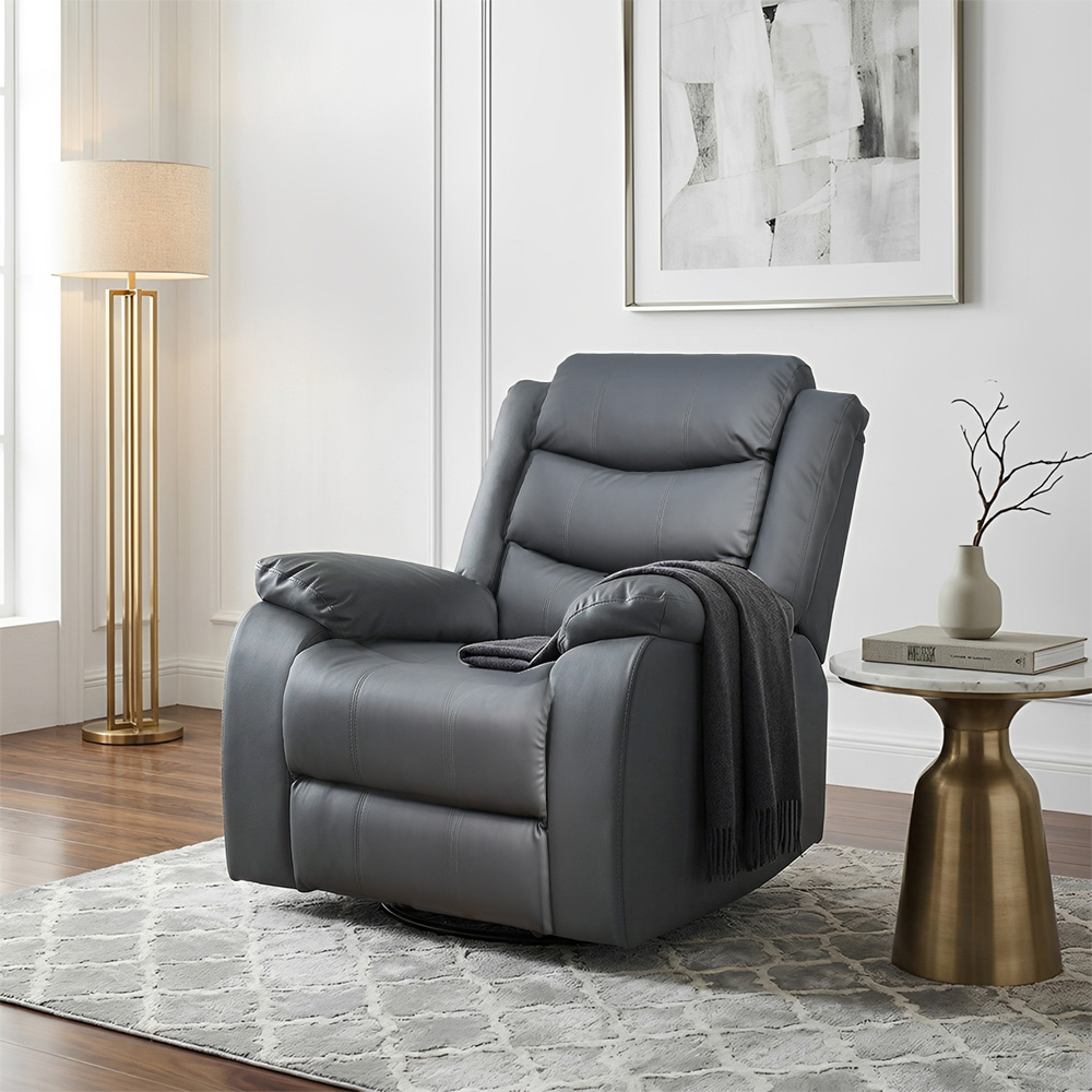 كرسي استرخاء فخم هزاز دوار بتصميم عصري جلد