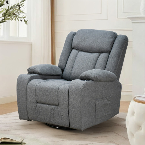 كرسي استرخاء هزاز دوار قماشي مودرن رمادي