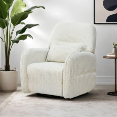 كرسي استرخاء فخم هزاز دوار قماشي مودرن أوف وايت