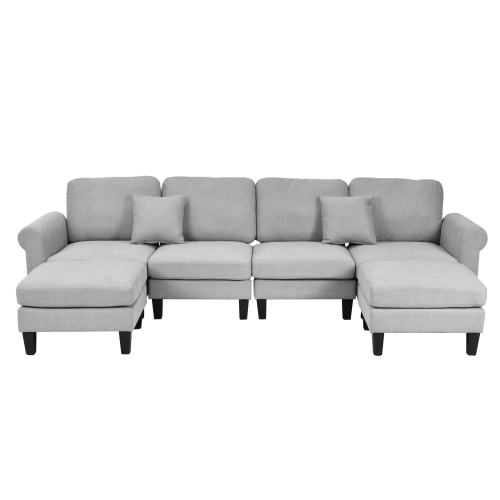 كنبة زاوية مودرن قماش تصميم عصري رمادي