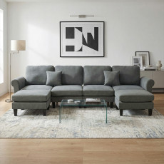 كنبة زاوية مودرن قماش تصميم عصري رمادي