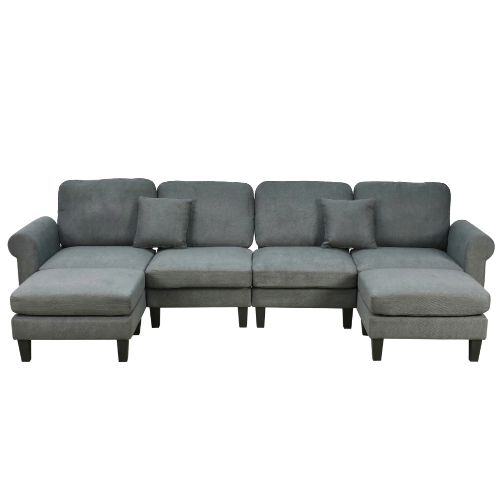 كنبة زاوية مودرن قماش تصميم عصري رمادي