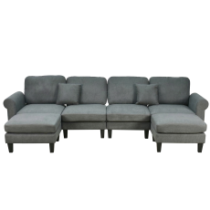 كنبة زاوية مودرن قماش تصميم عصري رمادي