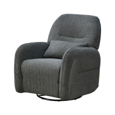 كرسي استرخاء فخم هزاز دوار قماشي مودرن رمادي غامق