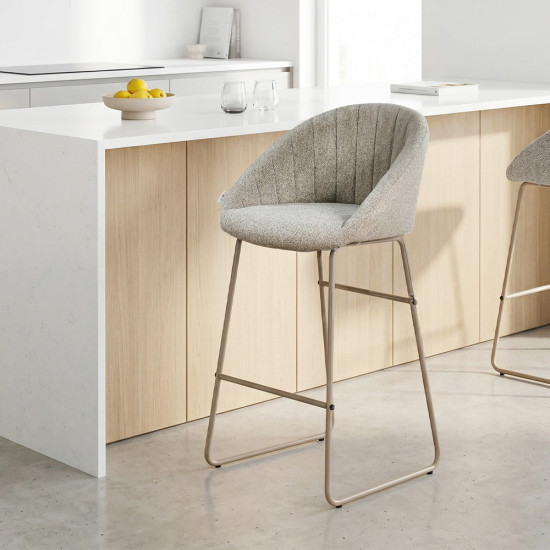 كرسي بار عصري قماش بقاعدة معدنية كافيه