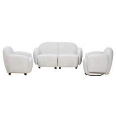 طقم كنب 2 مقعد فاخر مع كرسيين دوار وثابت أوف وايت