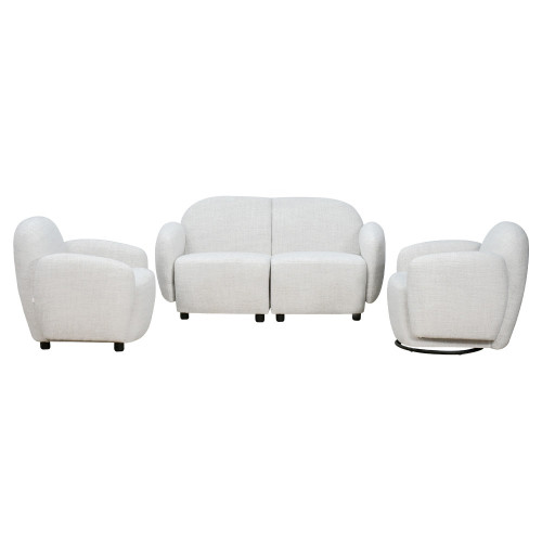 طقم كنب 2 مقعد فاخر مع كرسيين دوار وثابت أوف وايت