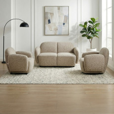 طقم كنب 2 مقعد فاخر مع كرسيين دوار وثابت كافيه