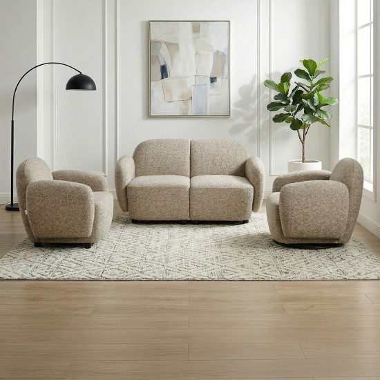 طقم كنب 2 مقعد فاخر مع كرسيين دوار وثابت كافيه